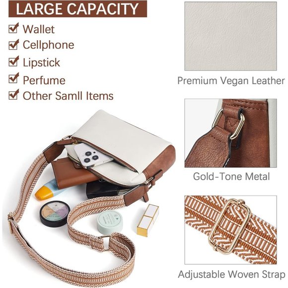 Women's Leather lining Small Crossbody bag and Zipper Closure - Picture 4 of 9